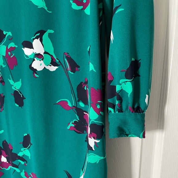 Merona Target Long Sleeve Green Floral Dress - Picture 2 of 5
